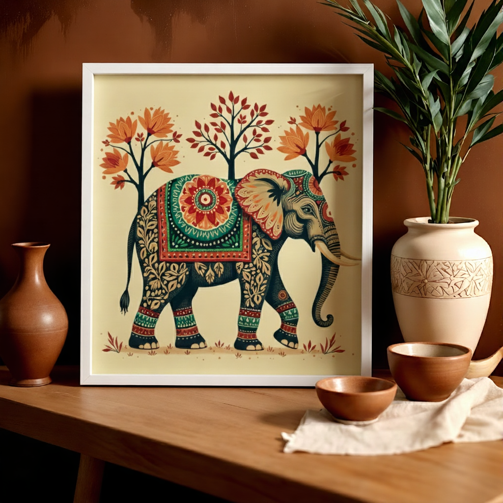 Madhubani Art Style Elephant